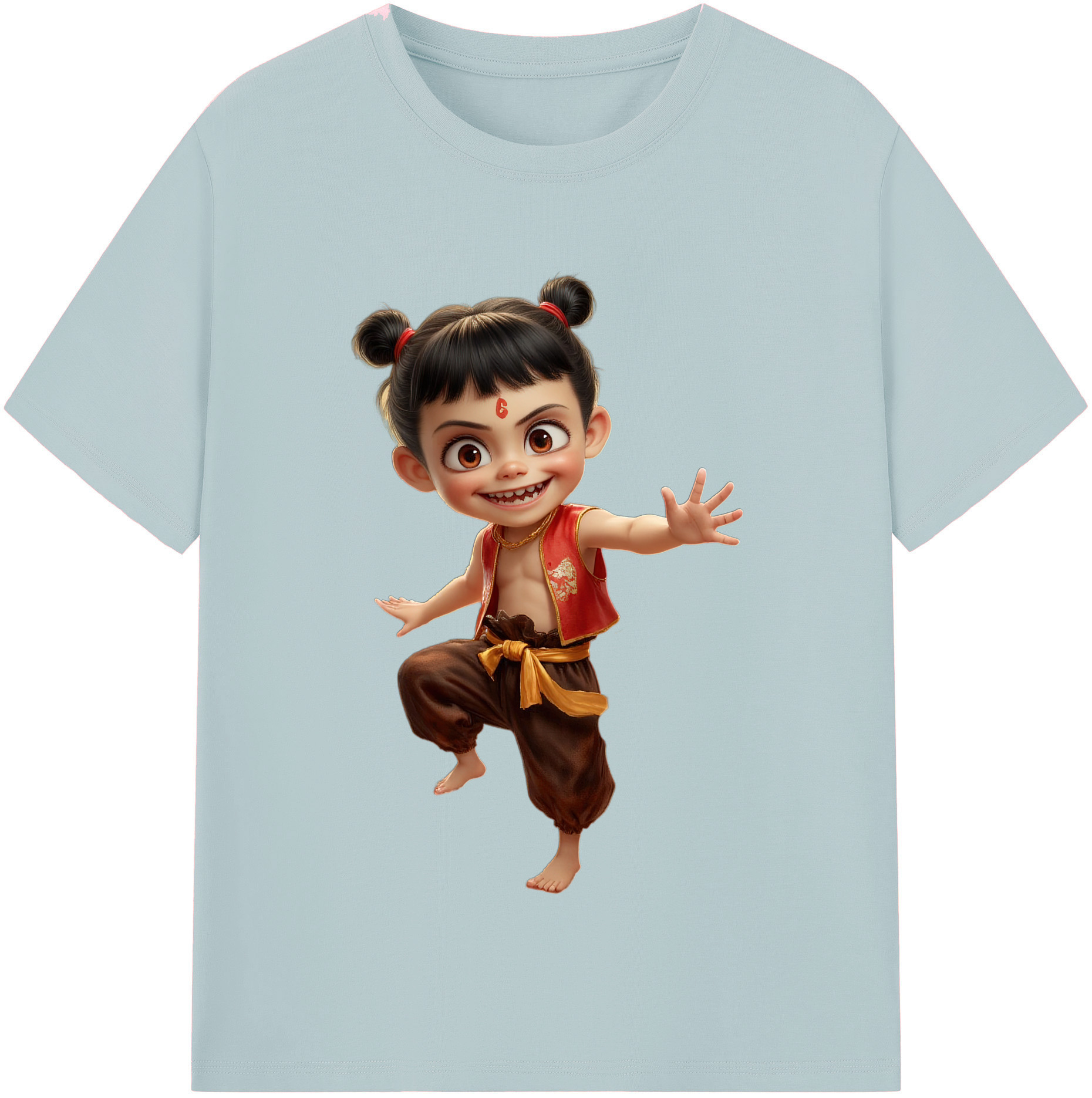 （画像用） Ne Zha 2 ナタ 魔童の大暴れ 綿100％半袖Tシャツ（フロントプリント）